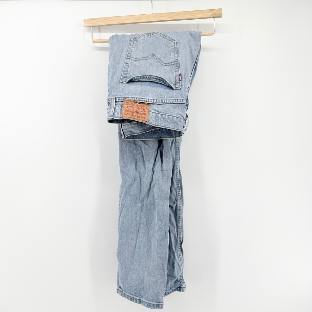Levis 514 Mens Tag 36x34 Straight Fit Jeans Light Wash Blue Denim Classic READ